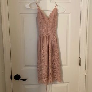 Blush pink lace dress